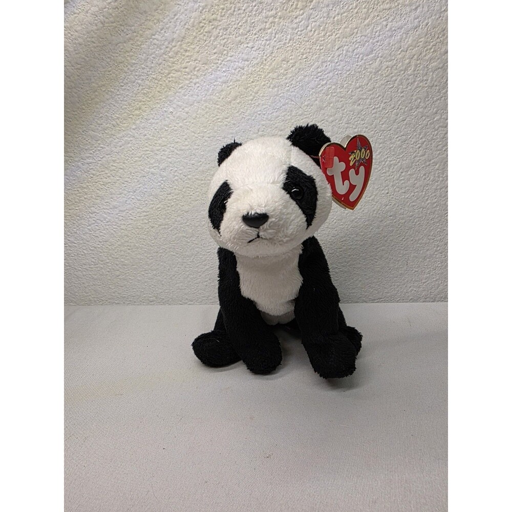 Ty China 2000 Bear Beanie Baby Black & White Panda Bear